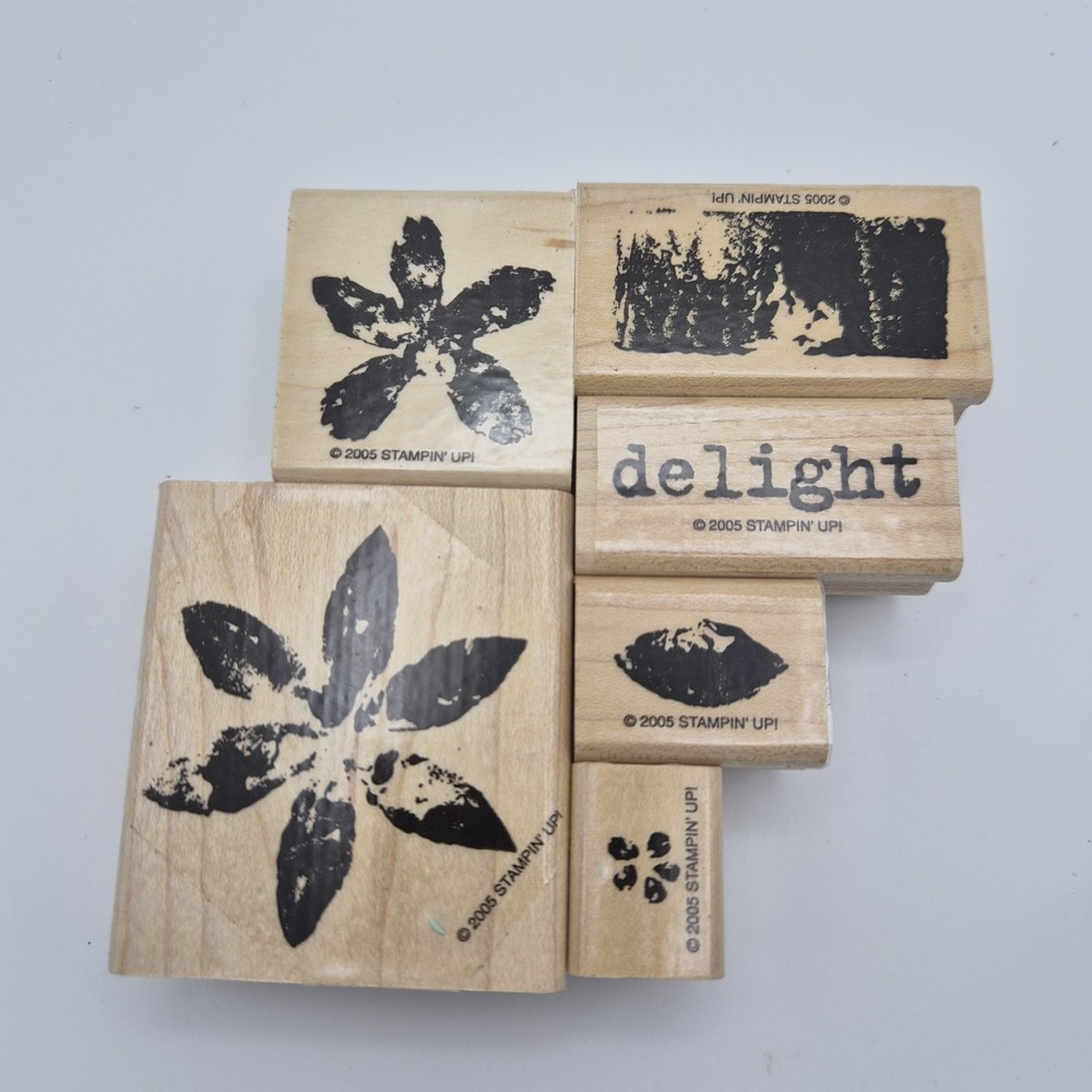 Stampin' Up! Paint Prints 2005 Complete Set of 6 Wood Rubber Stamps Retired...